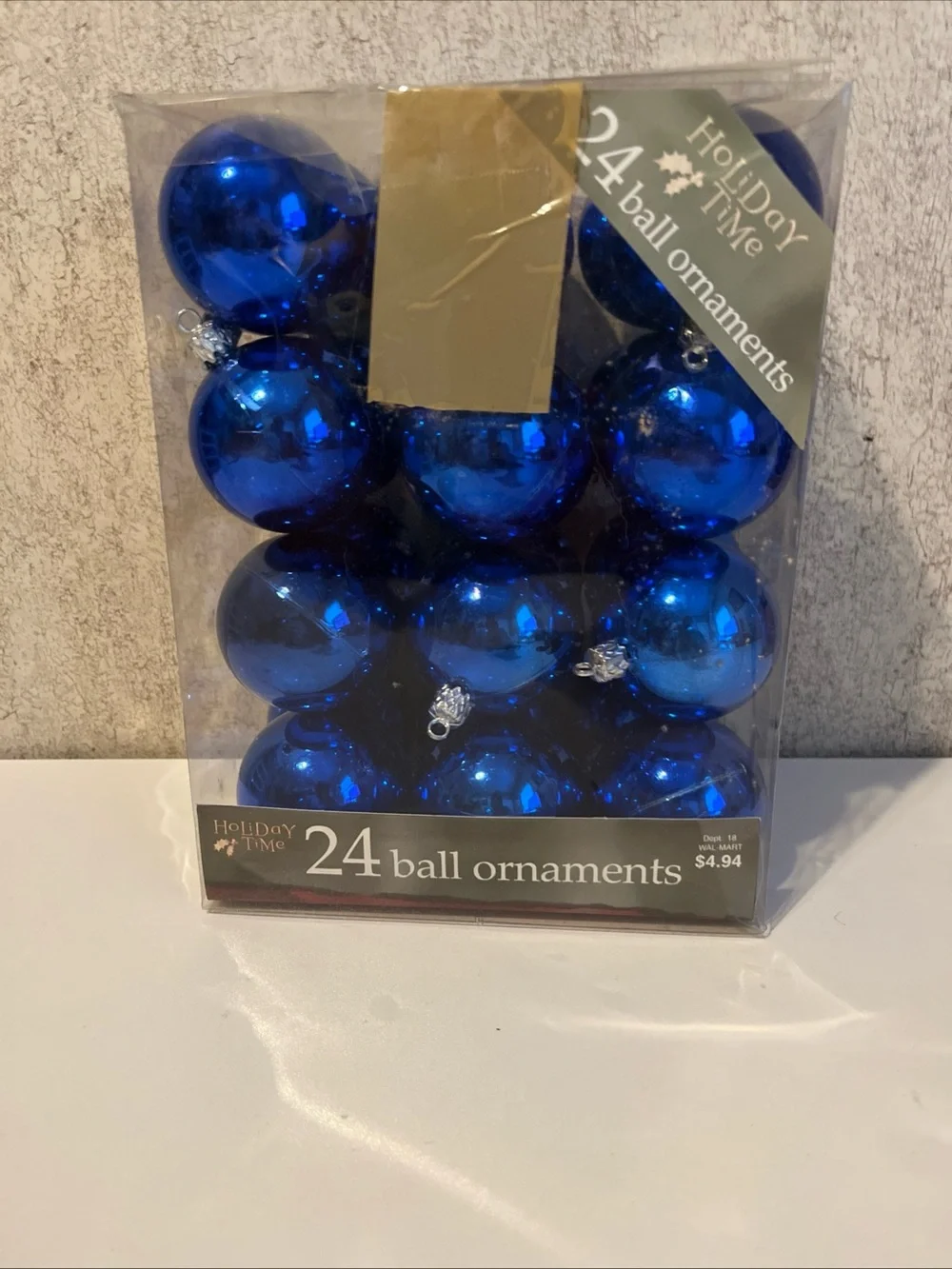 Holiday Time Shiny Royal Blue 24-Pack Ball Ornaments